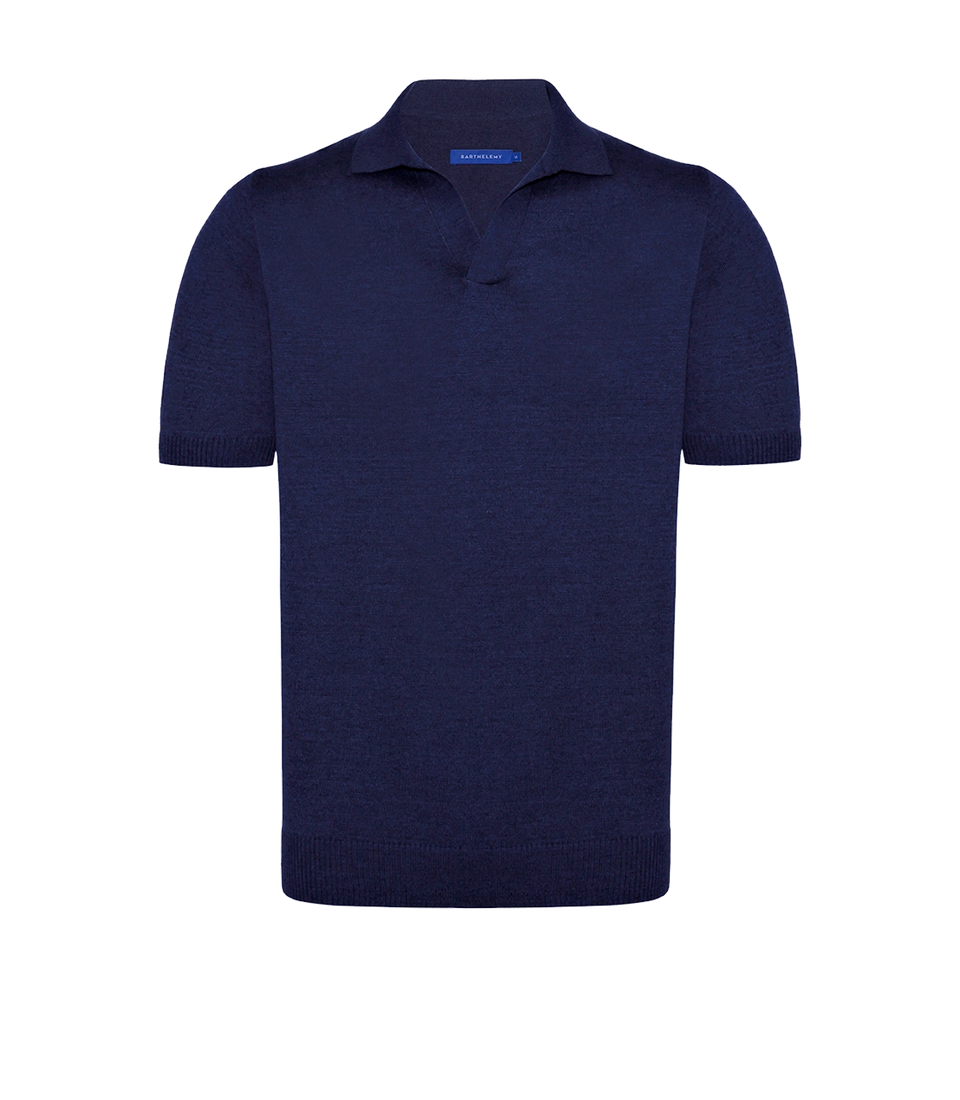 Rivage Knit Polo Naval Blue - Barthelemy