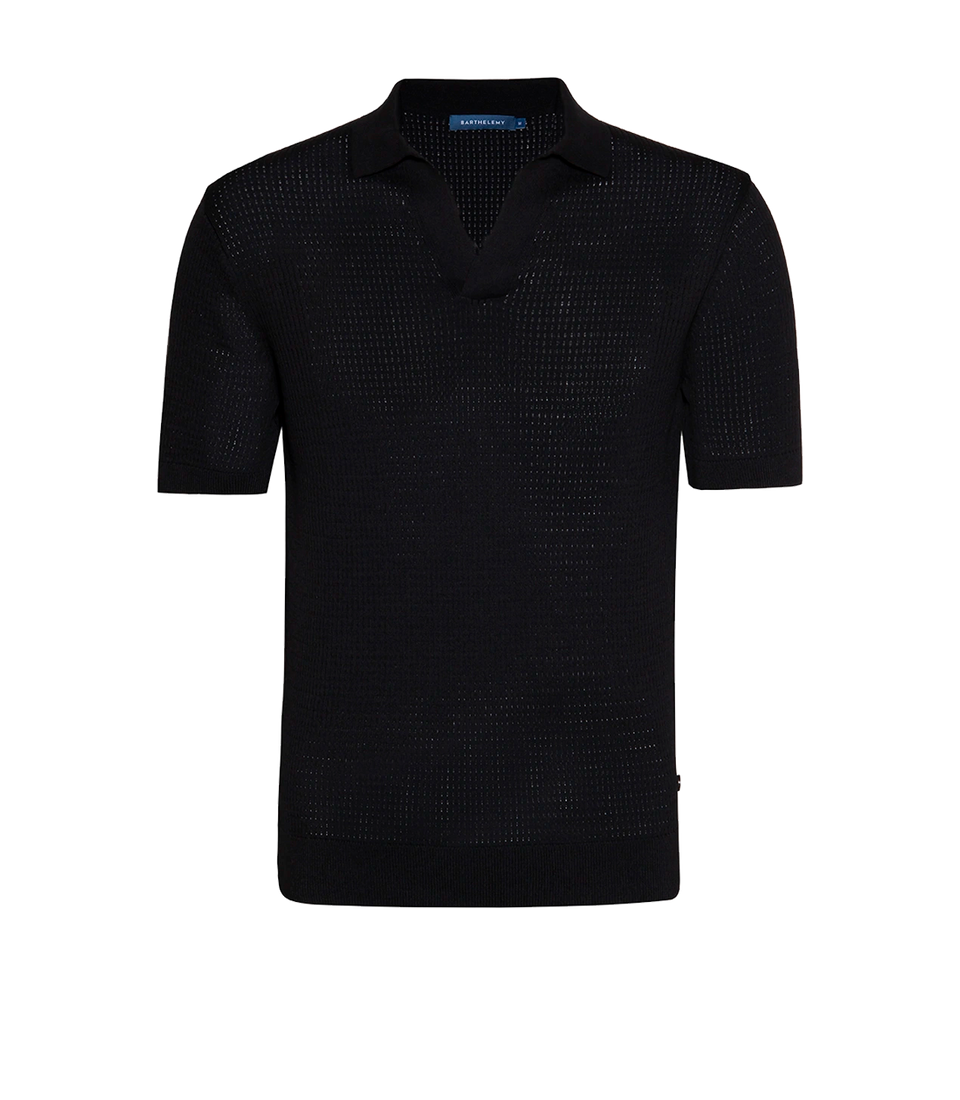 Rivage Knit Polo Waffle Black - Barthelemy
