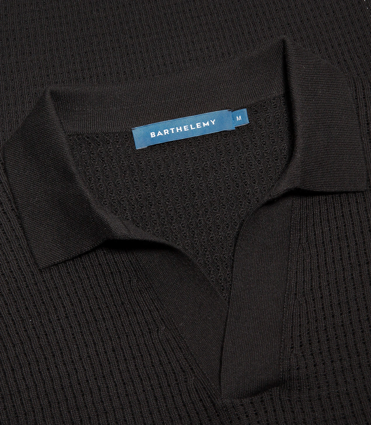 Rivage Knit Polo Waffle Black | Polo | Barthelemy Resortwear