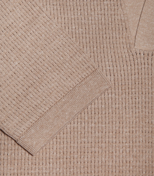 Rivage Knit Polo Waffle Camel - Barthelemy