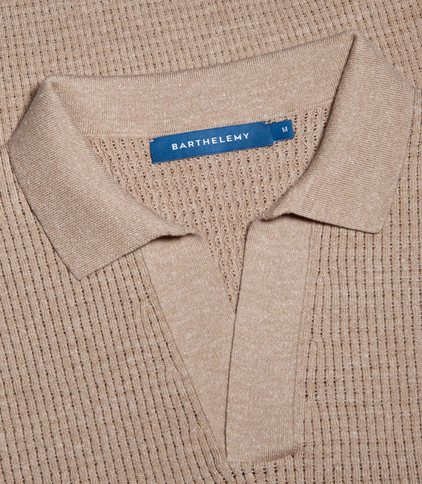 Rivage Knit Polo Waffle Camel - Barthelemy