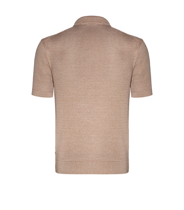 Rivage Knit Polo Waffle Camel - Barthelemy