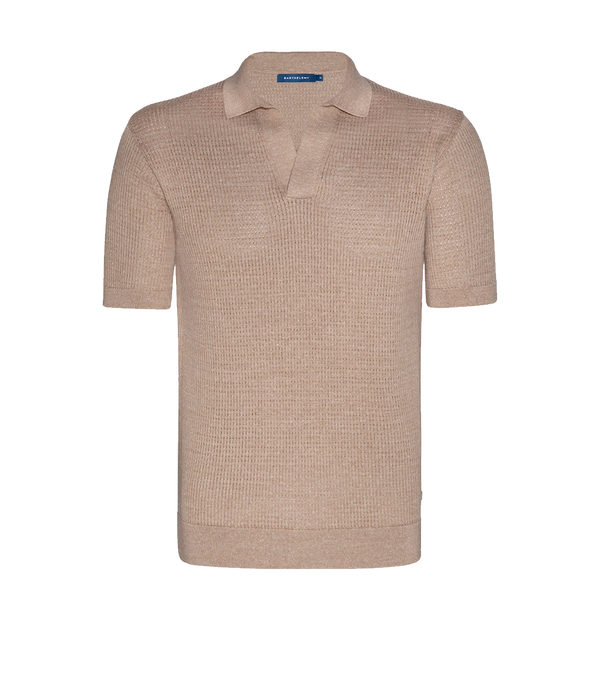 Rivage Knit Polo Waffle Camel - Barthelemy