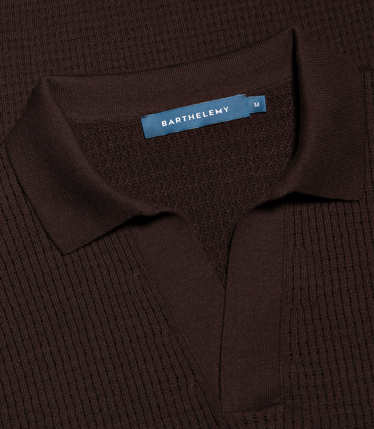 Rivage Knit Polo Waffle Chocolate Brown - Barthelemy
