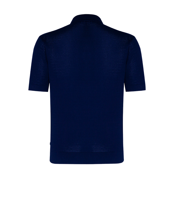 Rivage Knit Polo Waffle Dark Blue - Barthelemy