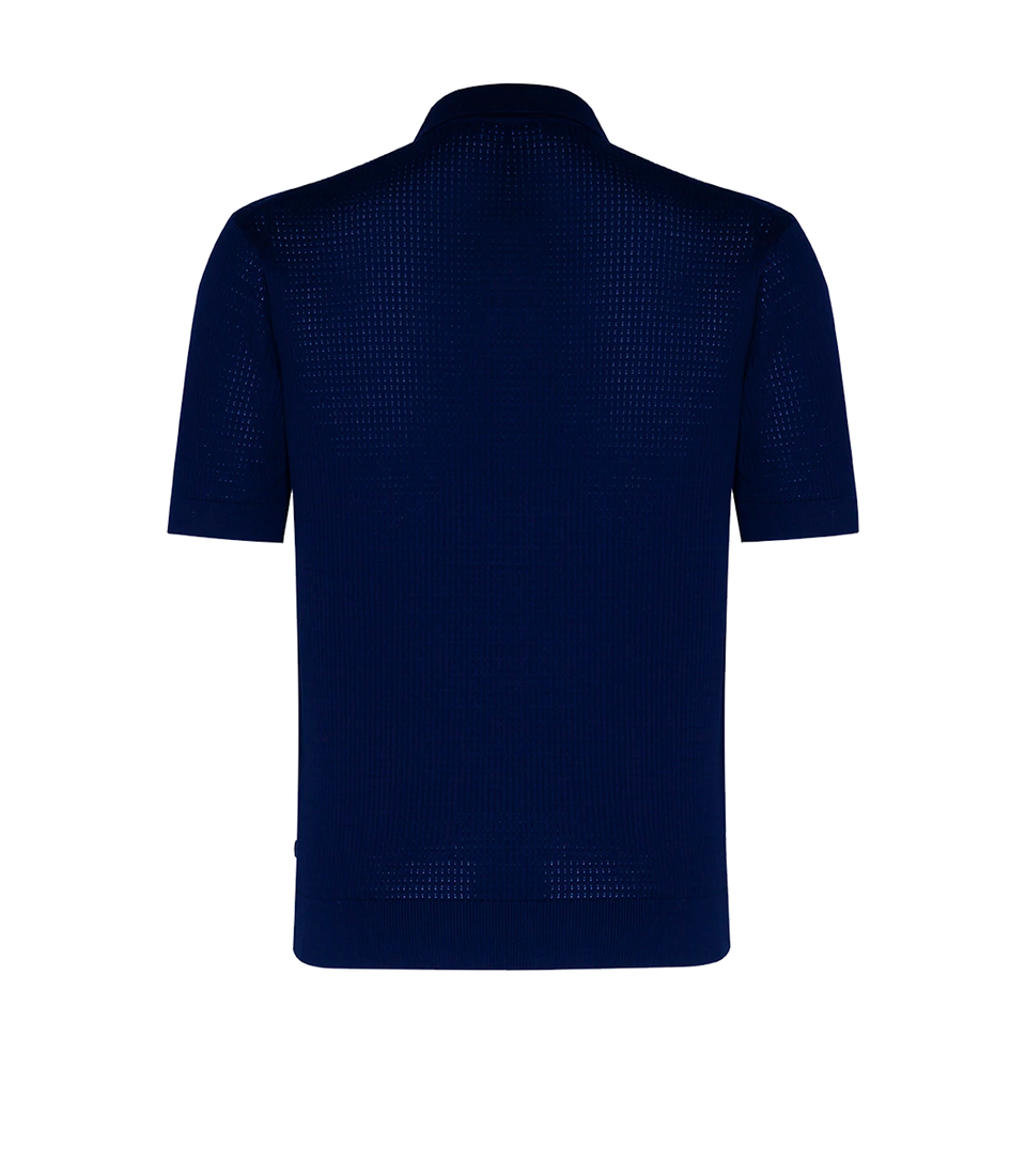 Rivage Knit Polo Waffle Dark Blue - Barthelemy