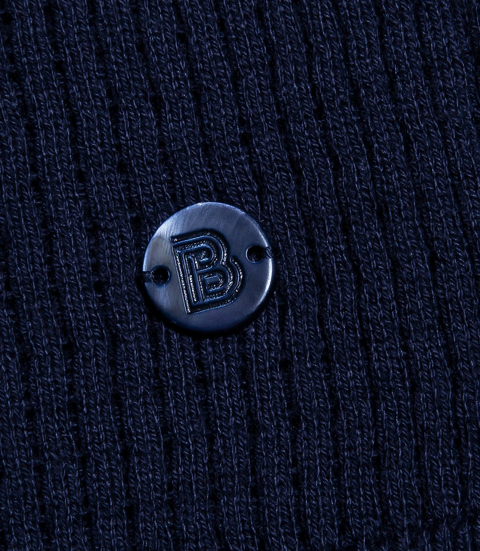 Rivage Knit Polo Waffle Dark Blue - Barthelemy