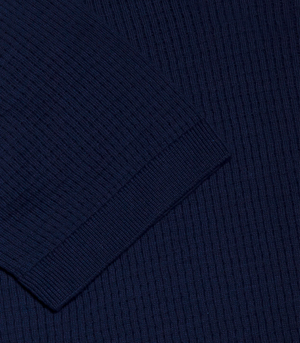 Rivage Knit Polo Waffle Dark Blue - Barthelemy