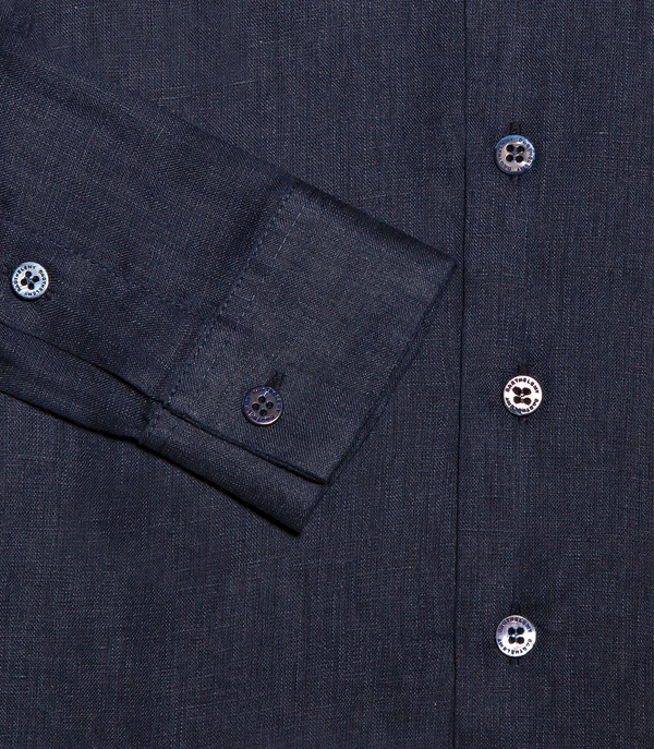 Linen Shirt Tailored Kids Navy - Barthelemy