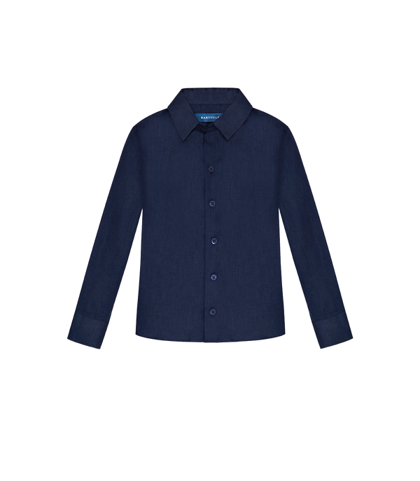 Linen Shirt Tailored Kids Navy - Barthelemy