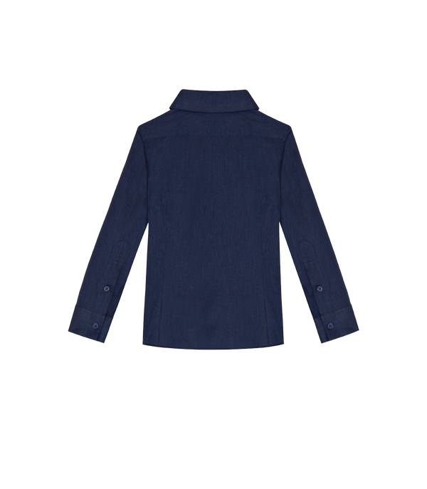 Linen Shirt Tailored Kids Navy - Barthelemy