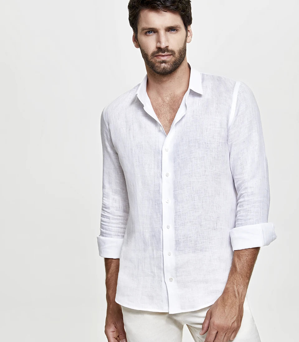Tailored Linen Shirt White - Barthelemy