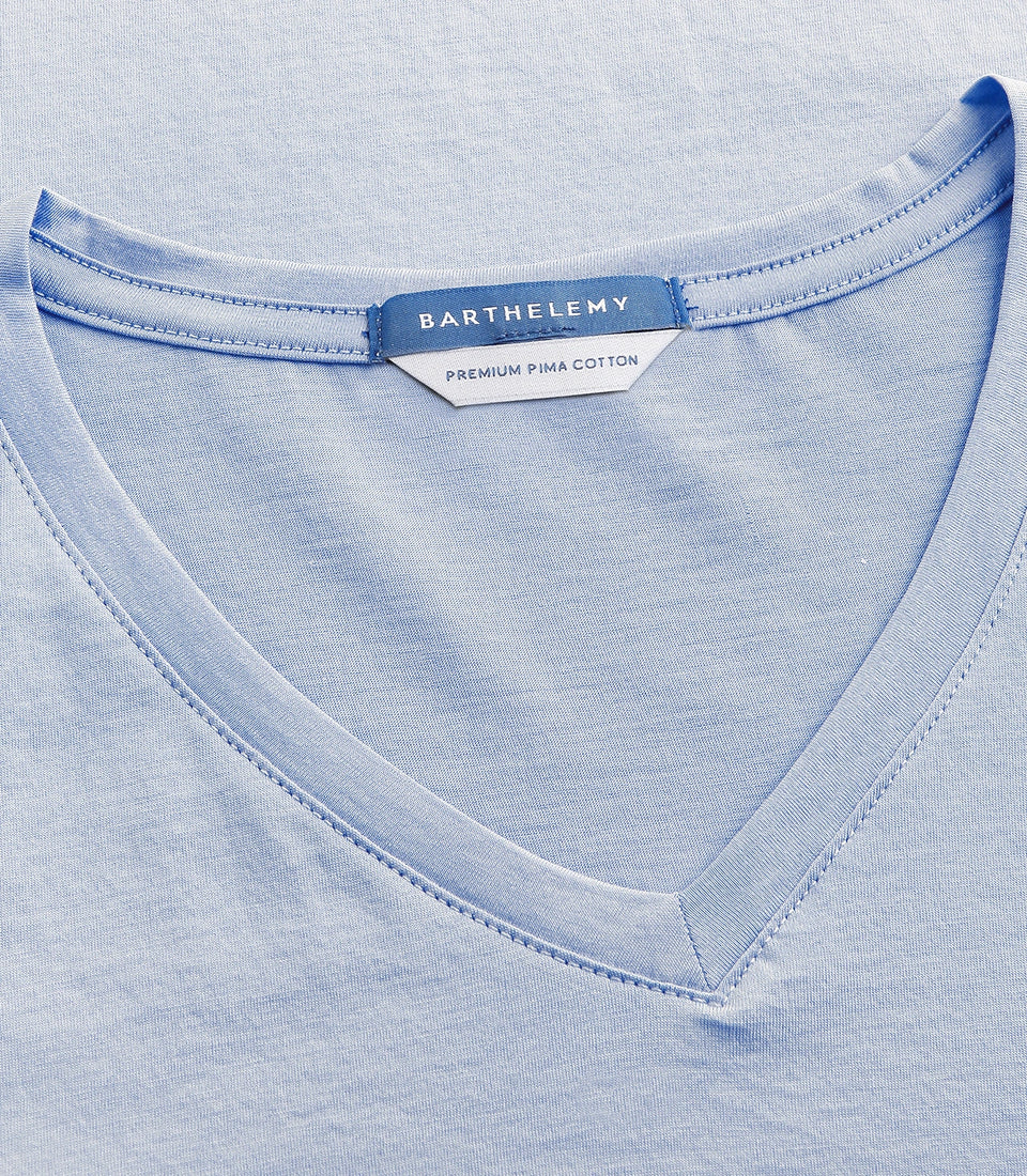 VNeck T-Shirt Pima Light Blue - Barthelemy