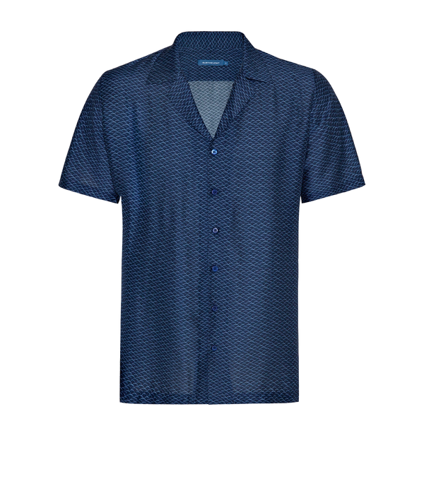 Voyage Auréa Aube Navy White | Linen Shirt | Barthelemy Resortwear