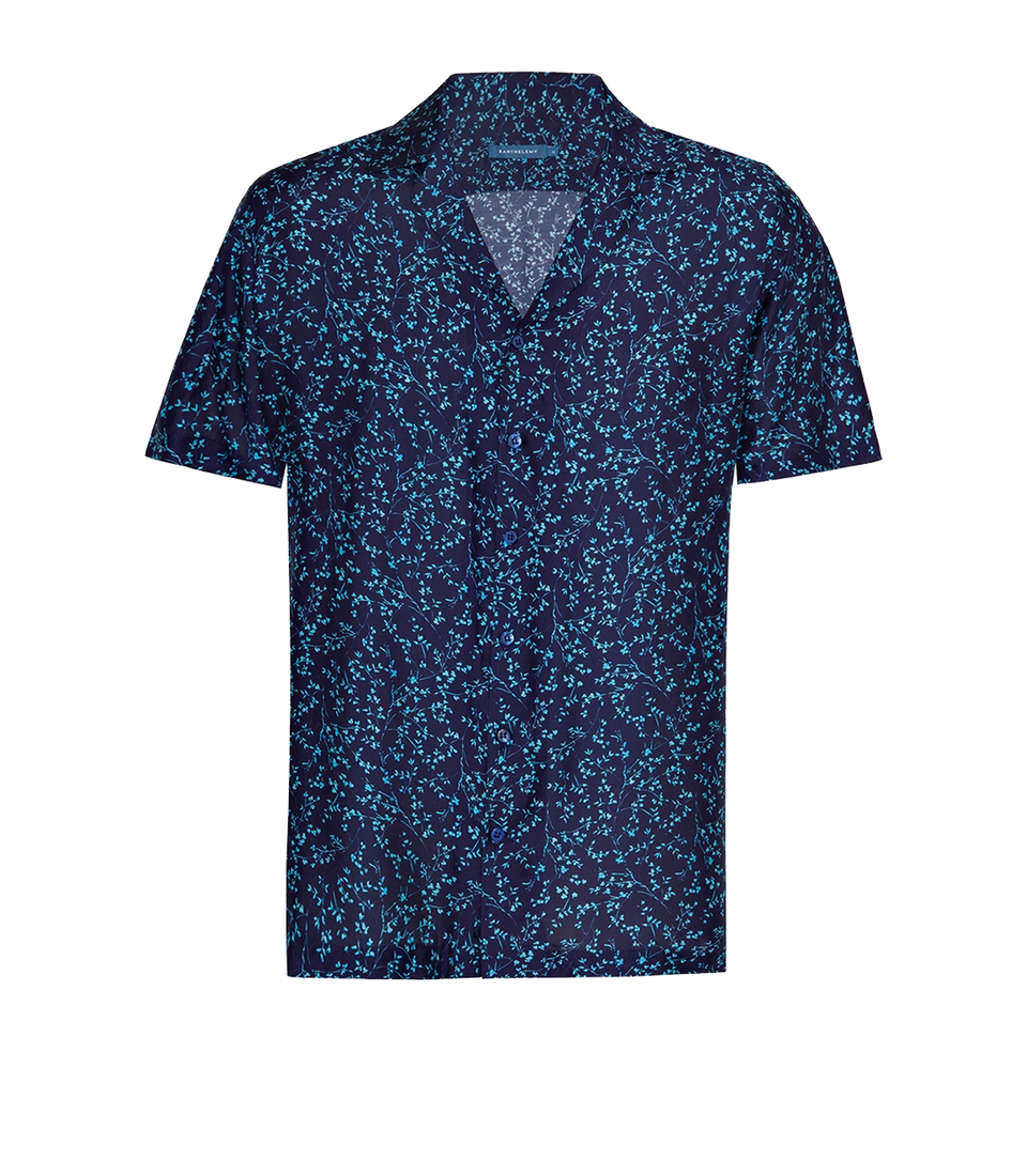 Voyage Auréa Le Fleuriste Navy Blue | Linen Shirt | Barthelemy Resortwear
